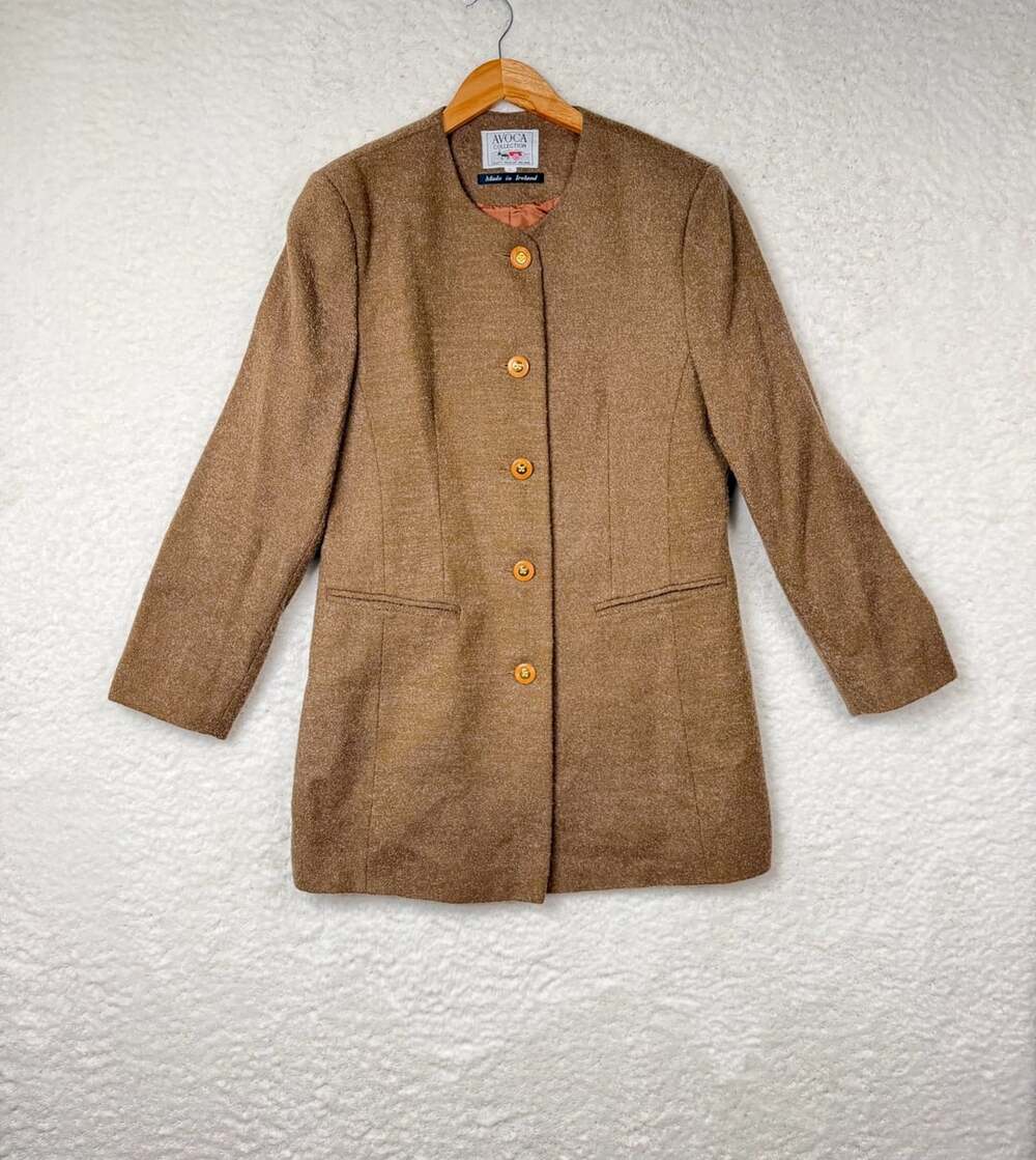 Avoca Collection Wool Blazer Size L Brown Button Jacket Ireland